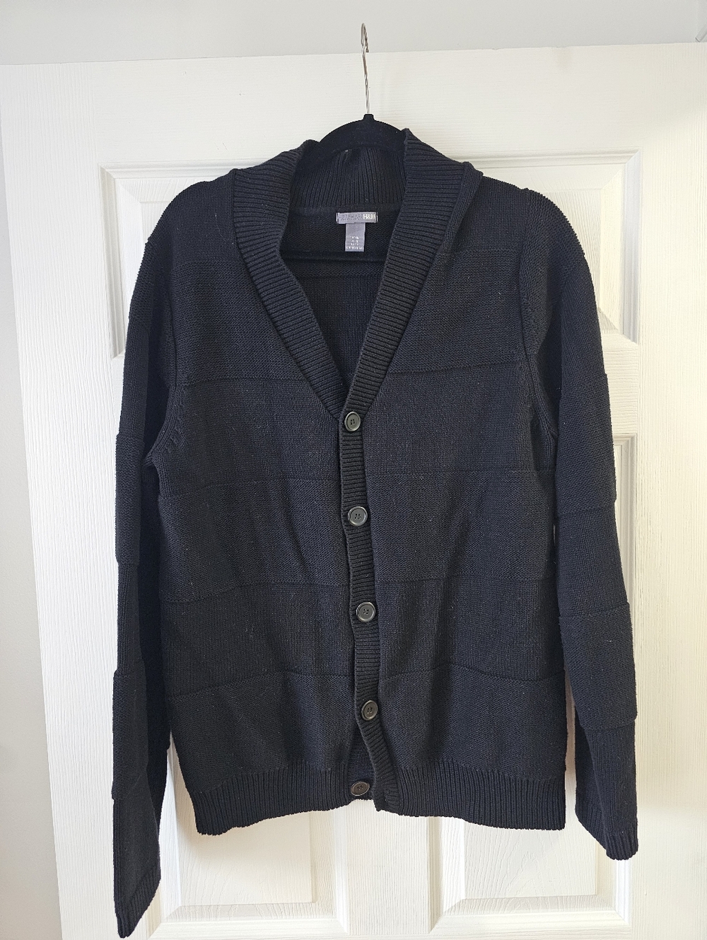 H&M Men's Black Shawl Collar Button-Front Cardigan